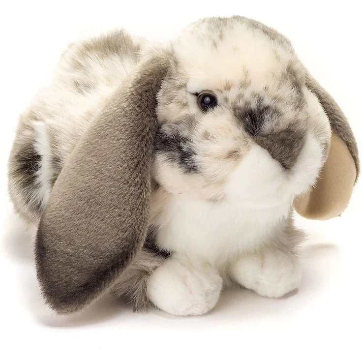 Teddy Hermann 93797 Widderkaninchen liegend grau-weiß 30 cm – Bild 2