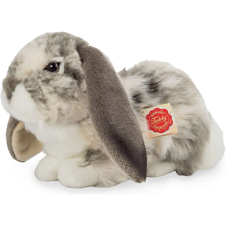 Teddy Hermann 93797 Widderkaninchen liegend grau-weiß 30 cm – Bild 1