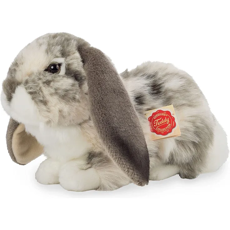 Teddy Hermann 93797 Widderkaninchen liegend grau-weiß 30 cm
