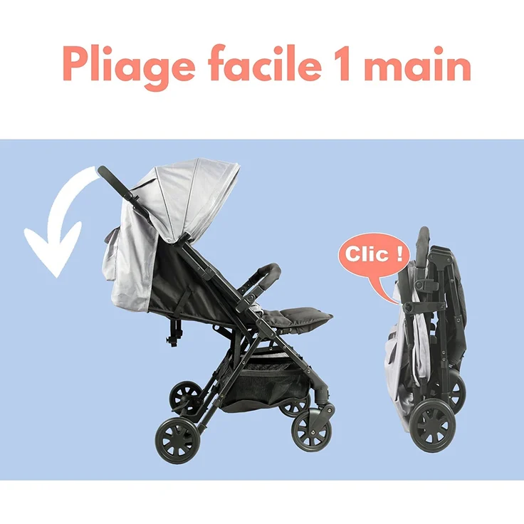 BAMBISOL Zwillings-Kinderwagen mit Rippenstritt | für Zwillinge ab der Geburt geeignet | ultrakompakt | Schwarz/Grau – Bild 4