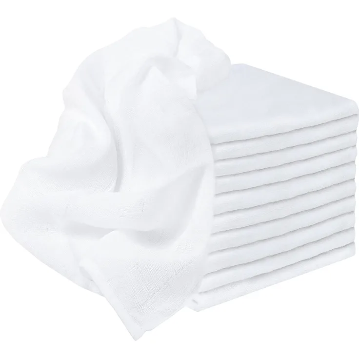 NatureMark® 10er Pack Mulltücher | Mullwindeln | Stoffwindeln | Spucktücher ca. 70x70 cm, 100% Baumwolle, Musselin, Farbe: Weiß, schadstoffgeprüft Öko-Tex, PREMIUM QUALITÄT (10er Pack - 70x70cm, weiß)