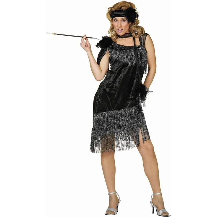 PARTY DISCOUNT Damen-Kostüm Charleston de Luxe, schwarz, Gr. 46