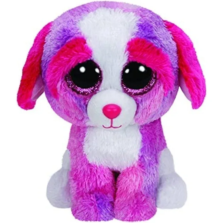 TY 36124 36124-Sherbet-Hund mit Glitzeraugen, Beanie Boo's, Valentine Special, limitiert, 15 cm, farbig