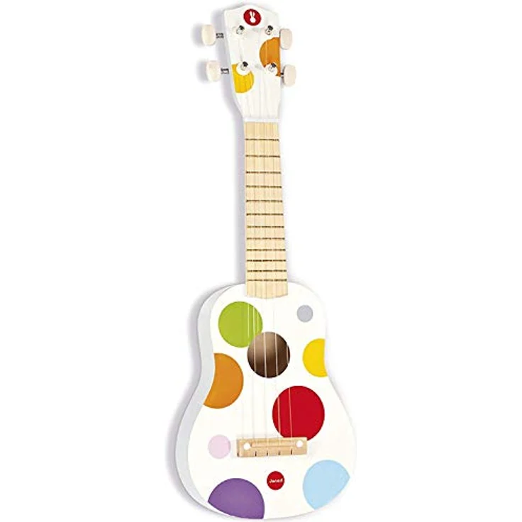 Janod Holz Ukulele ‘Konfetti’ - Holzspielzeug für Kinder - Musikinstrument für Kinder - Kindergitarre - Ab 3 Jahren, J07597 – Bild 1