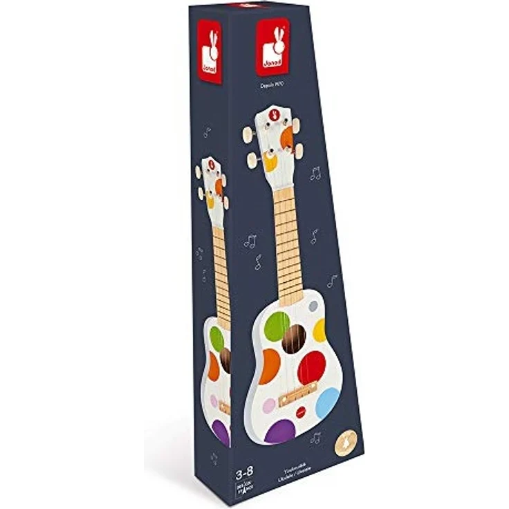 Janod Holz Ukulele ‘Konfetti’ - Holzspielzeug für Kinder - Musikinstrument für Kinder - Kindergitarre - Ab 3 Jahren, J07597 – Bild 6
