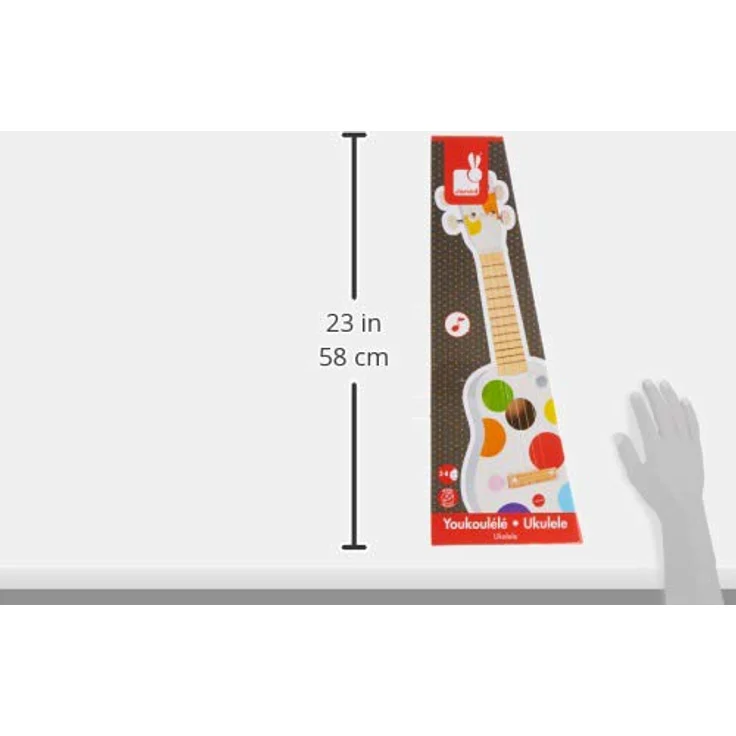 Janod Holz Ukulele ‘Konfetti’ - Holzspielzeug für Kinder - Musikinstrument für Kinder - Kindergitarre - Ab 3 Jahren, J07597 – Bild 3