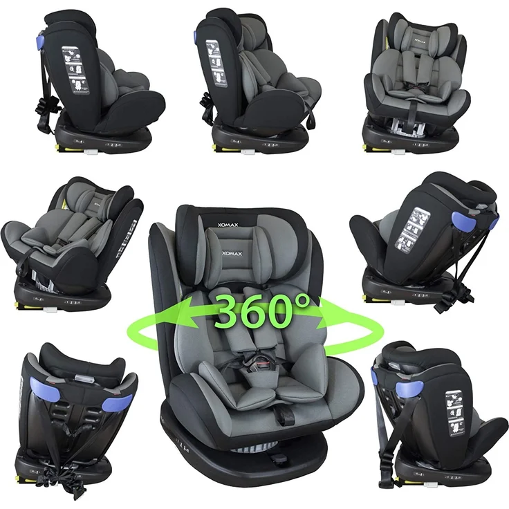 XOMAX 916 Kindersitz drehbar 360° mit ISOFIX und Liegefunktion I mitwachsend I 0-36 kg, 0-12 Jahre, Gruppe 0/1/2/3 I 5-Punkt-Gurt und 3-Punkt-Gurt I Bezug abnehmbar, waschbar I ECE R44/04 - Preisvergleich – Bild 2