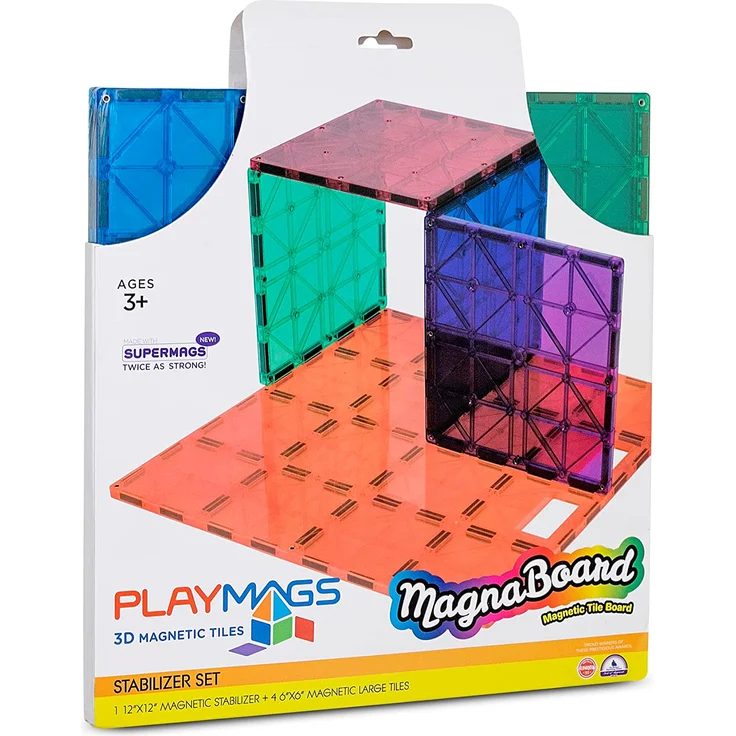 Playmags: Super-Durable Gebäude Stabilizer Set - Kompatibel mit führenden Magnetic Fliesen Marken - Dauerhafte Gebäude Set 1 enthält - 12 "x12 & 4 - 6 "x6 (Farben können variieren) – Bild 3