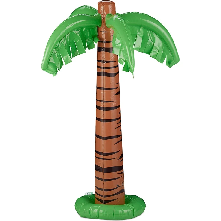 Relaxdays Aufblasbare Palme, coole Pool Deko, Dekopalme zum Aufblasen, sommerliche Partydeko, 80 cm hoch, grün-braun – Bild 1