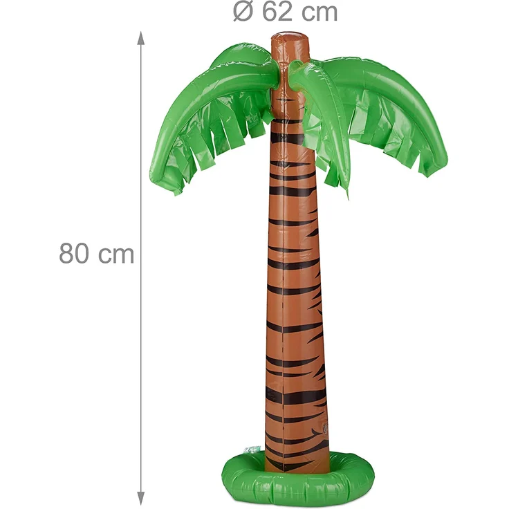 Relaxdays Aufblasbare Palme, coole Pool Deko, Dekopalme zum Aufblasen, sommerliche Partydeko, 80 cm hoch, grün-braun – Bild 4