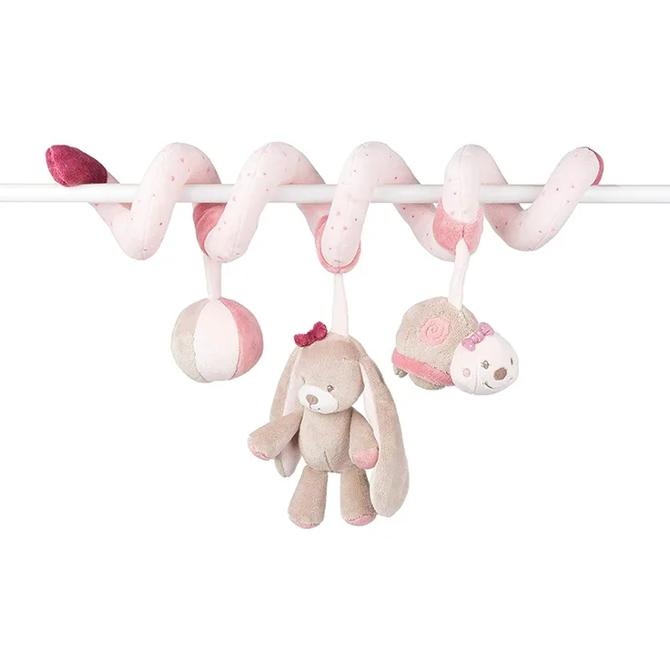 Nattou Spielspirale mit Hängefiguren, Nina, Jade und Lili, 40 x 24 x 11 cm, Rosa/Beige