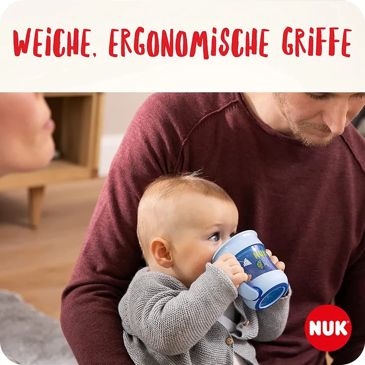 NUK Mini Magic Cup Trinklernbecher mit Leuchteffekt 6+ Monate 160 ml auslaufsicherer 360°-Trinkrand ergonomische Griffe BPA-frei Hase (pink) 10255666 – Bild 3