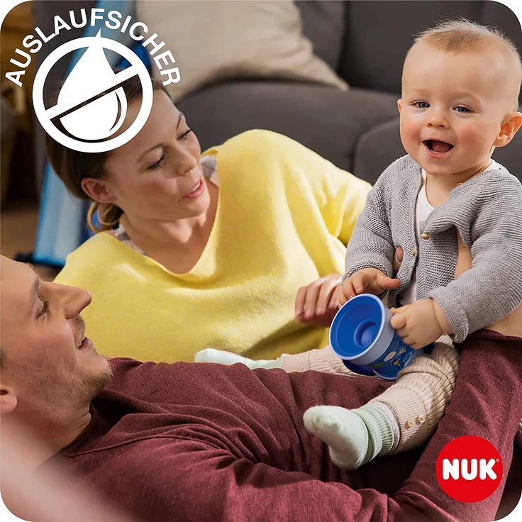 NUK Mini Magic Cup Trinklernbecher mit Leuchteffekt 6+ Monate 160 ml auslaufsicherer 360°-Trinkrand ergonomische Griffe BPA-frei Hase (pink) 10255666 – Bild 4