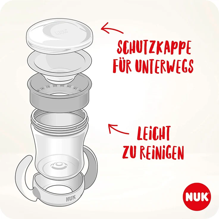 NUK Mini Magic Cup Trinklernbecher mit Leuchteffekt 6+ Monate 160 ml auslaufsicherer 360°-Trinkrand ergonomische Griffe BPA-frei Hase (pink) 10255666 – Bild 5