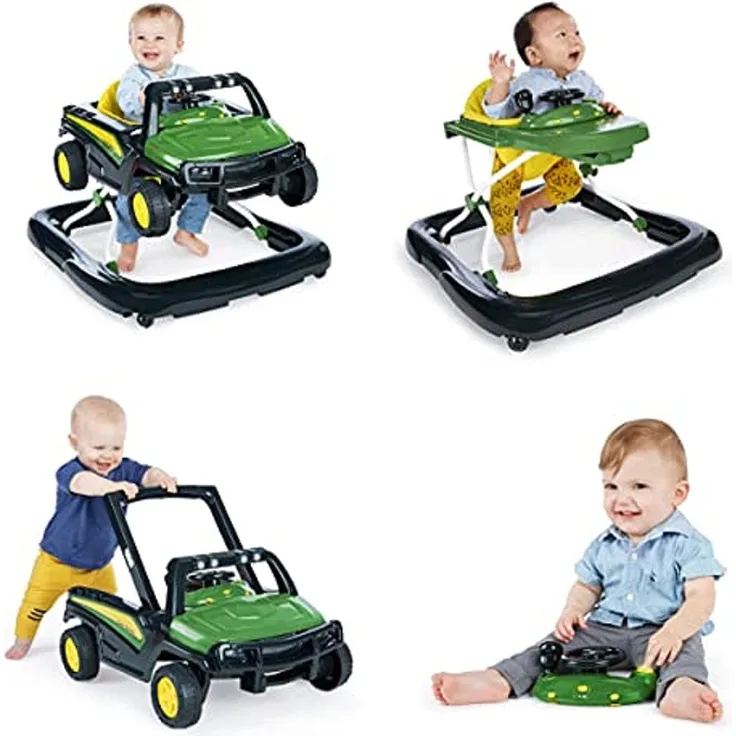 Birght Starts, John Deere Gator Ways to Play 4 in 1 Lauflernhilfe, höhenverstellbar, zusammenklappbar, für zwei Kinder gleichzeitig, mit Geräuschen und Lichtern