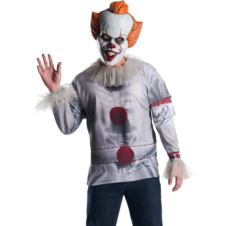 Rubie's Pennywise IT Costume Top - Adult Kostüm Horrorclown Halloween Clown Erwachsene