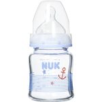Nuk 10211010 Glas-Babyflasche"First Choice+" mit Sauger extrafein gelocht - farbig sortiert, 120 ml, mehrfarbig