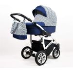 SaintBaby Kinderwagen Komplettset Buggy Leicht Robust Sicher DIN EN 1888 Queen Sailor Blue 4in1 Autositz +Isofix