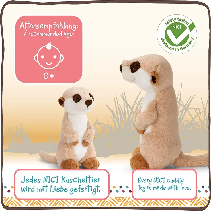 NICI Kuscheltier Erdmännchen 15 cm – Erdmännchen Plüschtier für Mädchen, Jungen & Babys – Flauschiges Stofftier Erdmännchen zum Kuscheln, Spielen und Schlafen – Gemütliches Schmusetier – 46343 - Preisvergleich – Bild 4