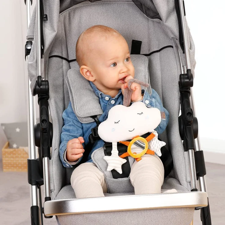 Fehn 052343 Mini-Mobile Wolke fehnNATUR – Motorikspielzeug mit Bio-Baumwolle (kbA) - zum Aufhängen für zuhause & unterwegs - für Babys und Kleinkinder ab 0+ Monaten – Bild 4