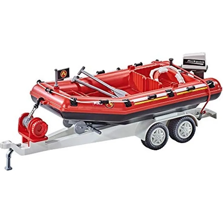 Playmobil 9845 - Feuerwehr-Schlauchboot mit Anhänger (Folienverpackung)