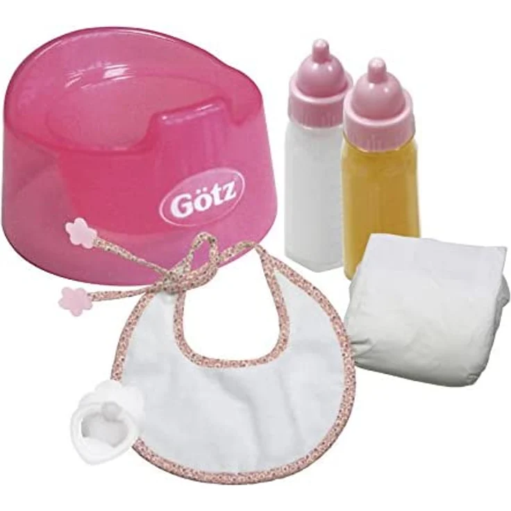 Götz 3401935 Babypuppen Basic Care Set - 8-teilige Grundausstattung als Zubehör-Set für Puppen der Größen S (30 - 33 cm) und M (42 - 46 cm) – Bild 1