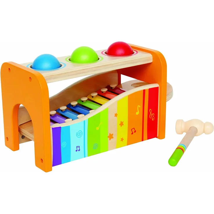 Hape E0305 - Xylophon und Hammerspiel, Klopfbank, aus Holz, ab 12 Monate