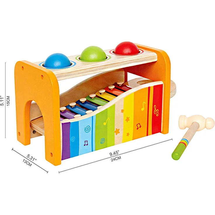 Hape E0305 - Xylophon und Hammerspiel, Klopfbank, aus Holz, ab 12 Monate – Bild 3