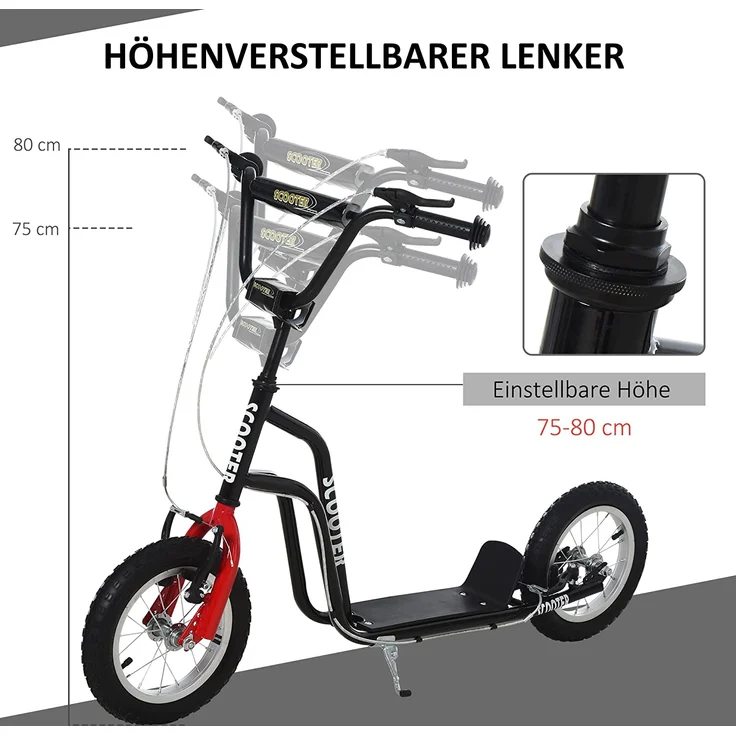 Kinderroller mit höhenverstellbaren Lenker (Farbe: schwarz) – Bild 6