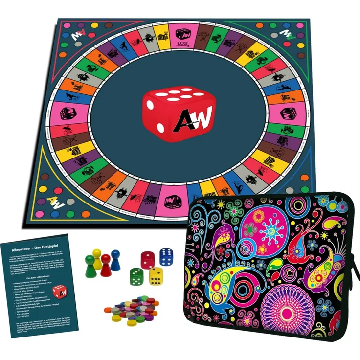 Alleswisser - Das Brettspiel, interaktives Quiz-, Wissens- und Familienspiel mit App für iOS und Android mit Tasche im Kunst & Kultur-Layout