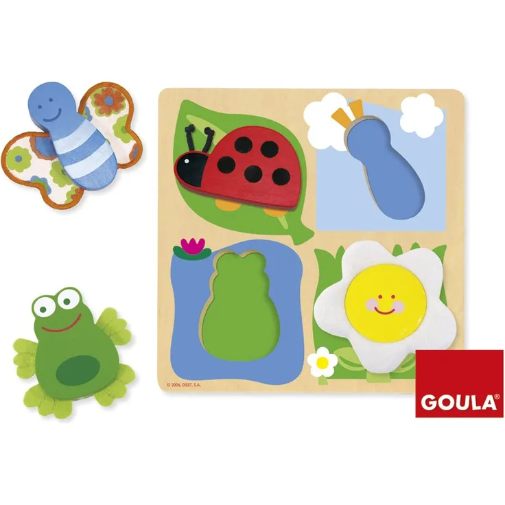 Jumbo Spiele D53012 - Holzpuzzle Garten mit Stoff, 4-teilig