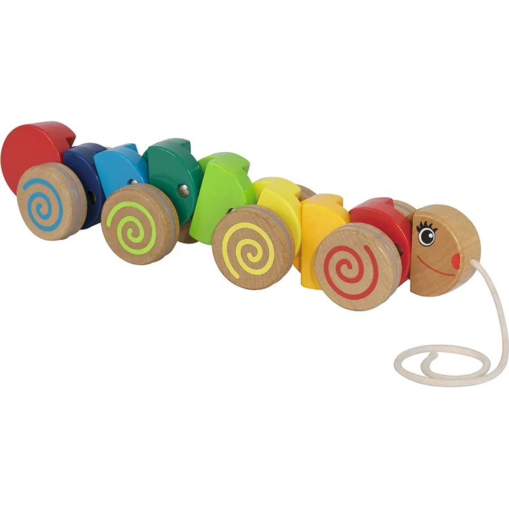 Eichhorn 100003447 - Nachziehtier Raupe mit Bewegung, 32 cm lang, Buchenholz – Bild 4