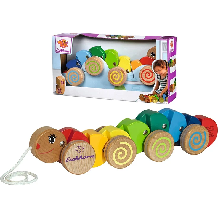 Eichhorn 100003447 - Nachziehtier Raupe mit Bewegung, 32 cm lang, Buchenholz – Bild 7