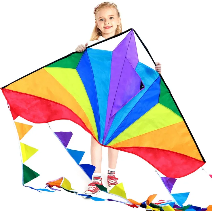 HONBO Kinder Drachen Große Delta Kites für Kinder und Erwachsene für Beach Trip Outdoor Games,Perfekt für Anfänger,String Line Inklusive Spielzeuge einfach zu fliegen Kites mit farbigen Farben Tail