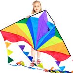 HONBO Kinder Drachen Große Delta Kites für Kinder und Erwachsene für Beach Trip Outdoor Games,Perfekt für Anfänger,String Line Inklusive Spielzeuge einfach zu fliegen Kites mit farbigen Farben Tail