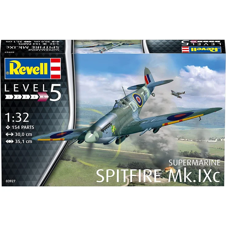 Revell Modellbausatz Flugzeug 1:32 - Supermarine Spitfire Mk.IXc im Maßstab 1:32, Level 5, originalgetreue Nachbildung mit vielen Details, 03927 – Bild 2