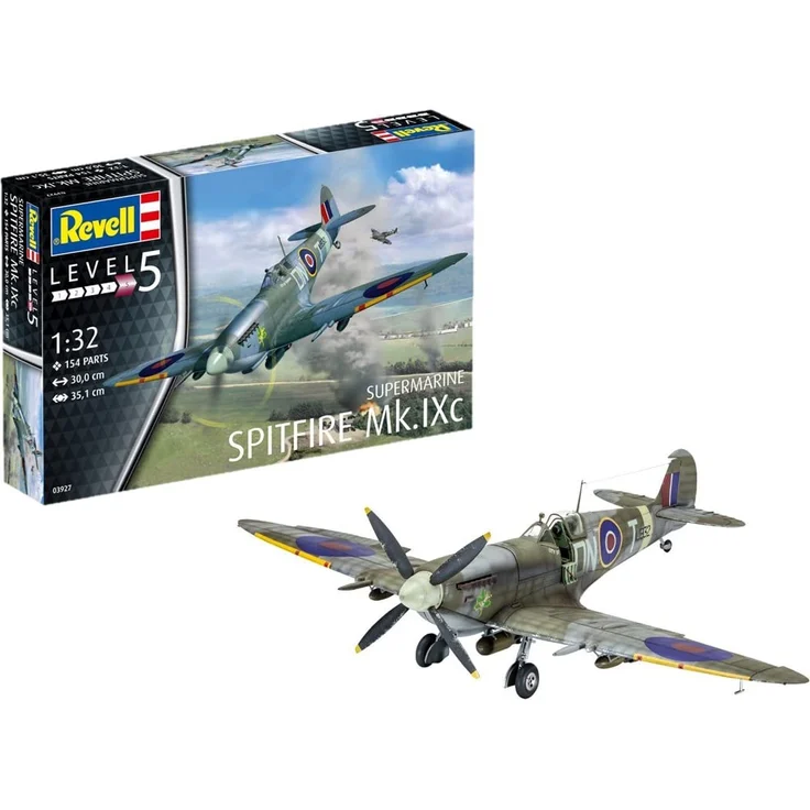Revell Modellbausatz Flugzeug 1:32 - Supermarine Spitfire Mk.IXc im Maßstab 1:32, Level 5, originalgetreue Nachbildung mit vielen Details, 03927 – Bild 1
