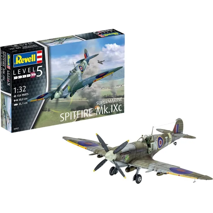 Revell Modellbausatz Flugzeug 1:32 - Supermarine Spitfire Mk.IXc im Maßstab 1:32, Level 5, originalgetreue Nachbildung mit vielen Details, 03927