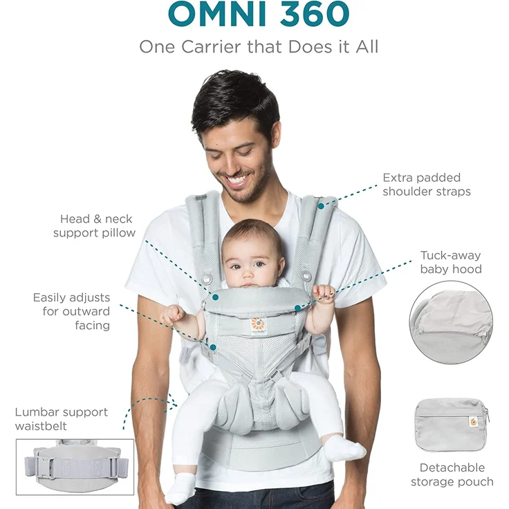Ergobaby 'Omni 360' Babytrage 4-Postionen Cool Air Mesh Onyx Black – Bild 7
