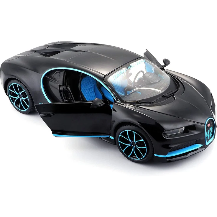 Maisto Bugatti Chiron: Originalgetreues Modellauto im Maßstab 1:24, bewegliche Türen, 19 cm, grau (531514BK) – Bild 2