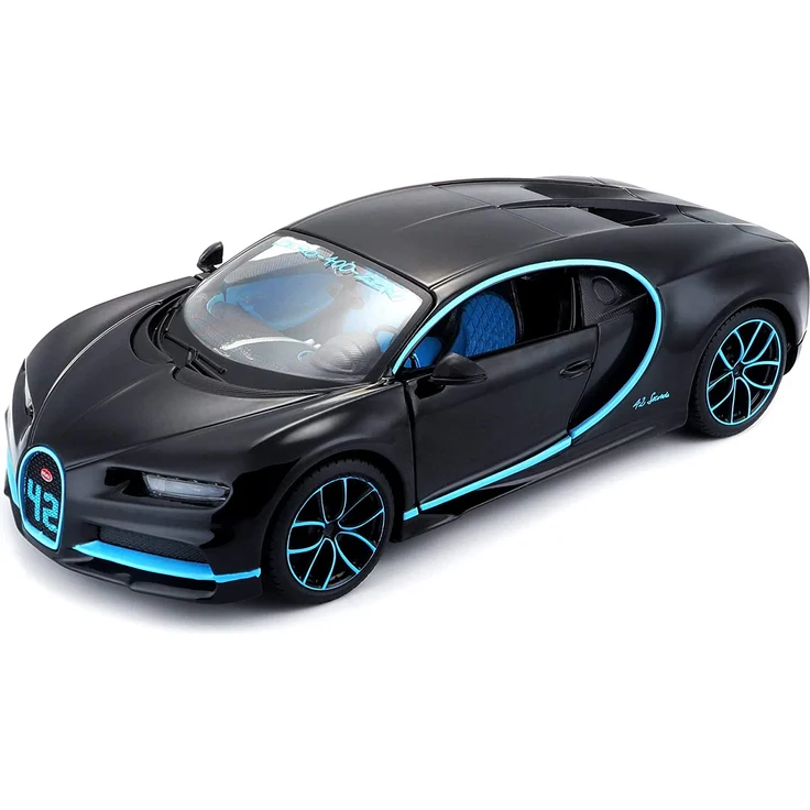 Maisto Bugatti Chiron: Originalgetreues Modellauto im Maßstab 1:24, bewegliche Türen, 19 cm, grau (531514BK) – Bild 1