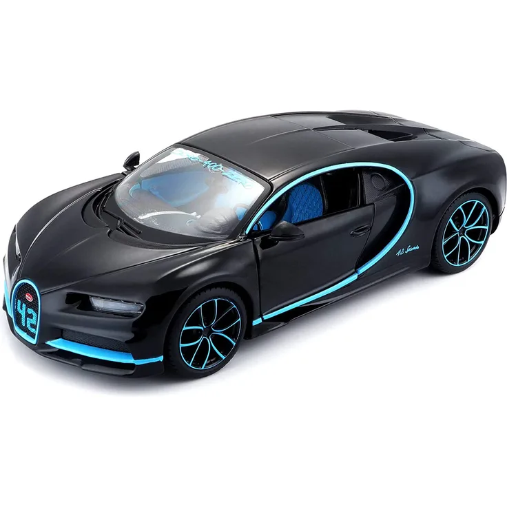 Maisto Bugatti Chiron: Originalgetreues Modellauto im Maßstab 1:24, bewegliche Türen, 19 cm, grau (531514BK)