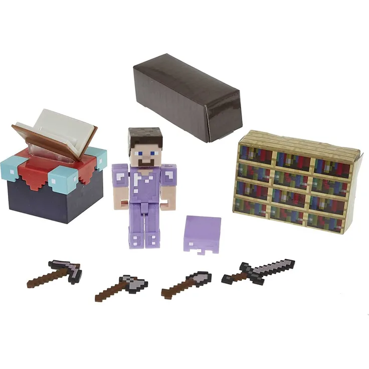 Minecraft GYB62 - Zauberraum-Spielset mit ca. 8 cm großer Steve-Figur und Zubehör,Spielzeug ab 6 Jahren