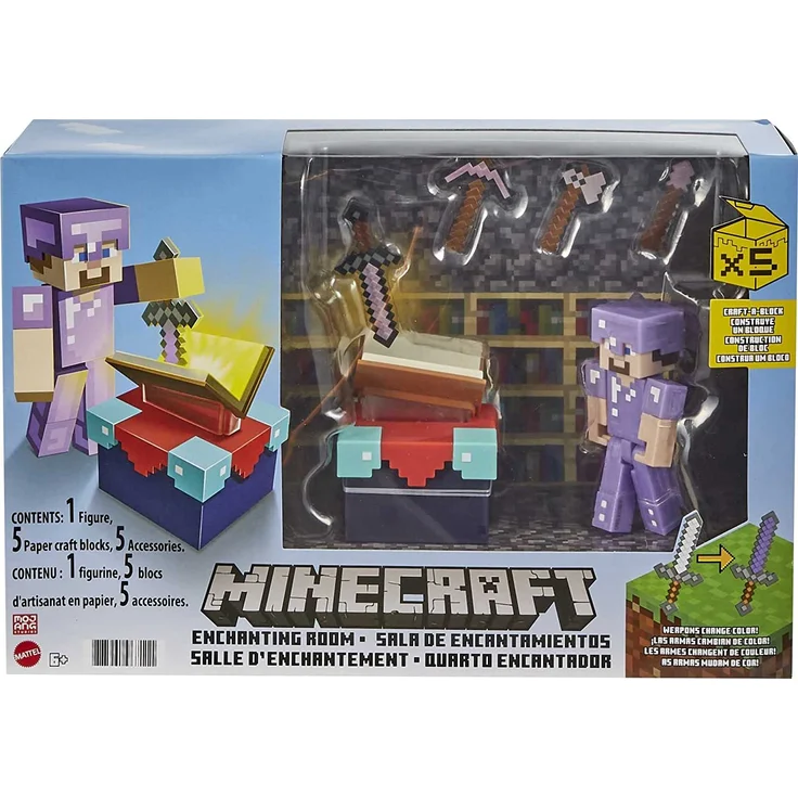 Minecraft GYB62 - Zauberraum-Spielset mit ca. 8 cm großer Steve-Figur und Zubehör,Spielzeug ab 6 Jahren – Bild 6