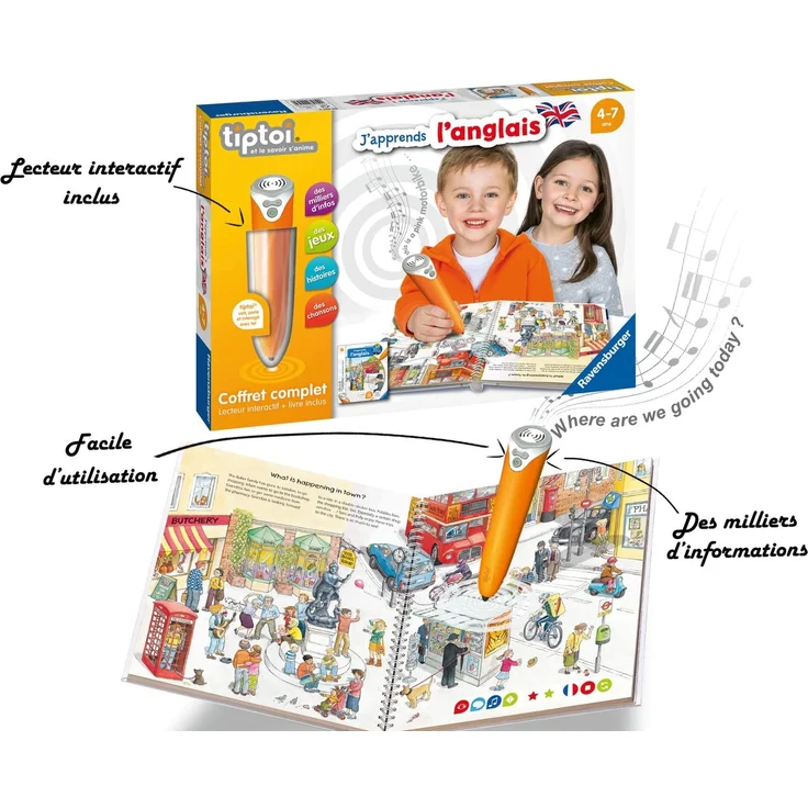 RAVENSBURGER - tiptoi - Komplettset interaktiver Leser + Buch Ich lerne Englisch, französische Version – Bild 3