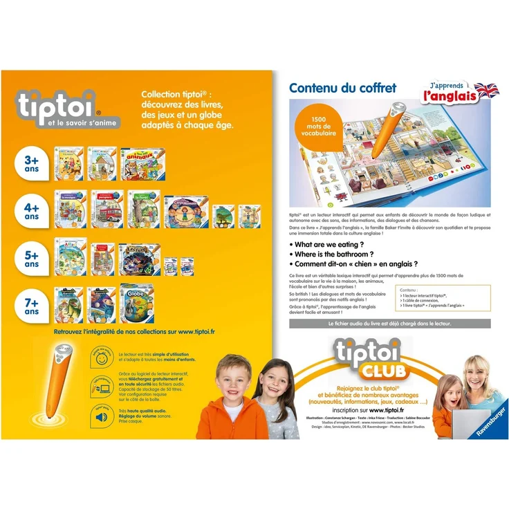 RAVENSBURGER - tiptoi - Komplettset interaktiver Leser + Buch Ich lerne Englisch, französische Version – Bild 2