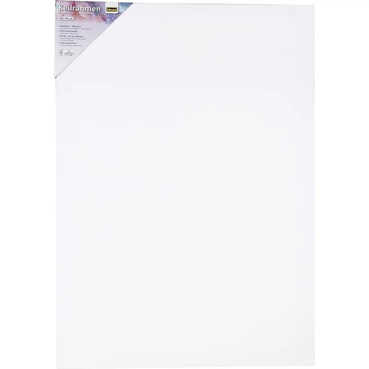 Idena 60005 - Keilrahmen mit Leinwand aus 100% Baumwolle, 380 g/m², FSC zertifiziert, für Öl- und Acrylfarben, 50 x 70 cm, weiß – Bild 2
