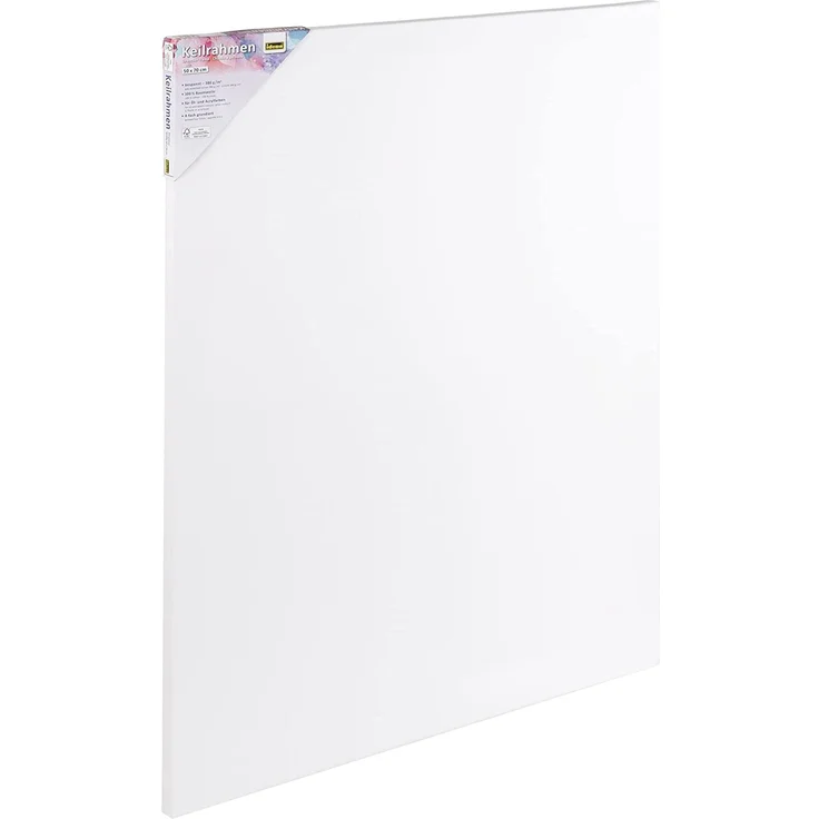 Idena 60005 - Keilrahmen mit Leinwand aus 100% Baumwolle, 380 g/m², FSC zertifiziert, für Öl- und Acrylfarben, 50 x 70 cm, weiß – Bild 1