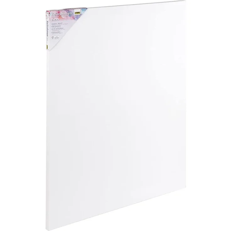Idena 60005 - Keilrahmen mit Leinwand aus 100% Baumwolle, 380 g/m², FSC zertifiziert, für Öl- und Acrylfarben, 50 x 70 cm, weiß
