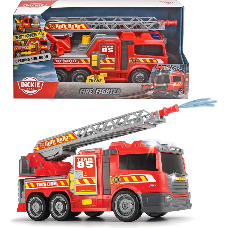 Dickie Toys Fire Fighter, Feuerwehrauto, Spielzeugauto, Feuerwehr, mit Wasserspritzfunktion, Leiter, Seitenpanel zum Öffnen, Licht & Sound, inkl. Batterien, 36 cm groß, ab 3 Jahren - Preisvergleich – Bild 7